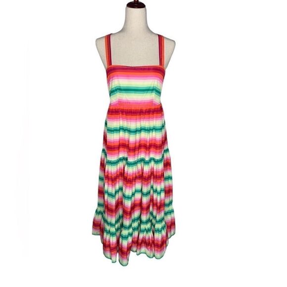 J Crew Rainbow Striped Tiered Maxi Dress| Size 4 - Picture 8 of 9